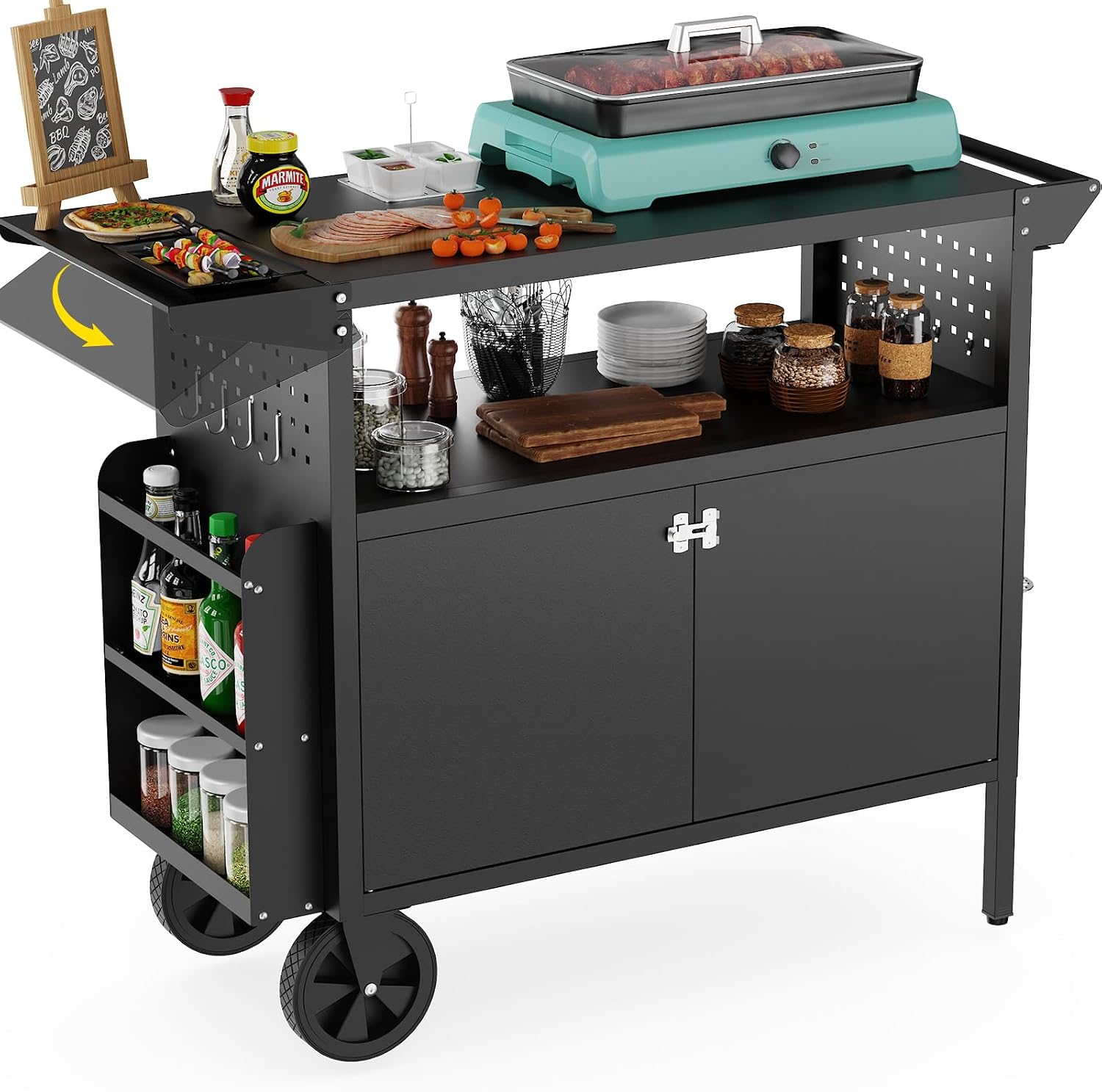 Kitchen Gadgets Organizer - Table de barbecue d'extérieur avec rangement,