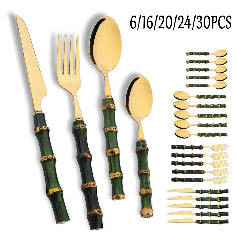 Kitchen Gadgets Green - Ensemble de couverts en bambou vert