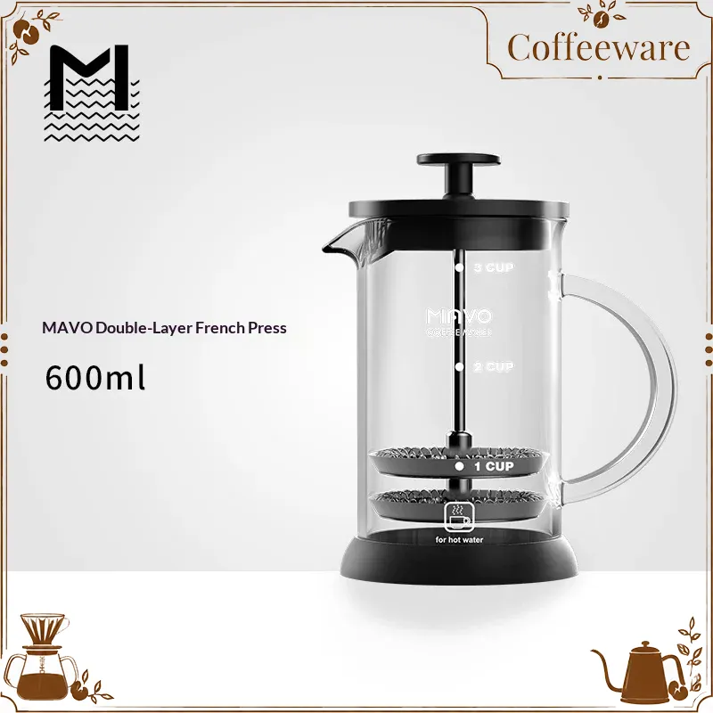 French Press Coffee Maker - Cafetière à piston MAVO avec double