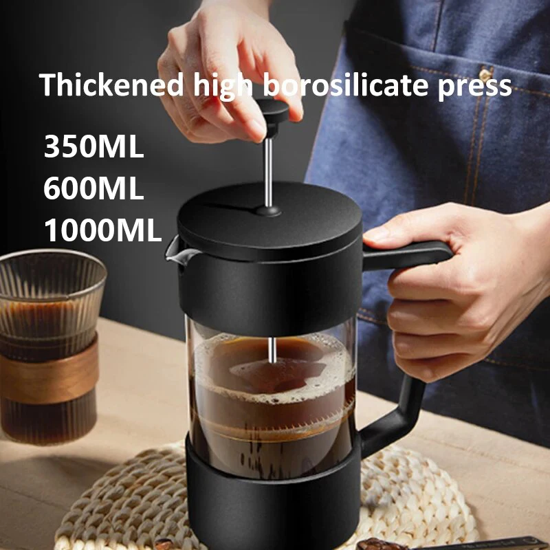 French Press Coffee Maker - Cafetière à piston 350/600/1000ML en verre